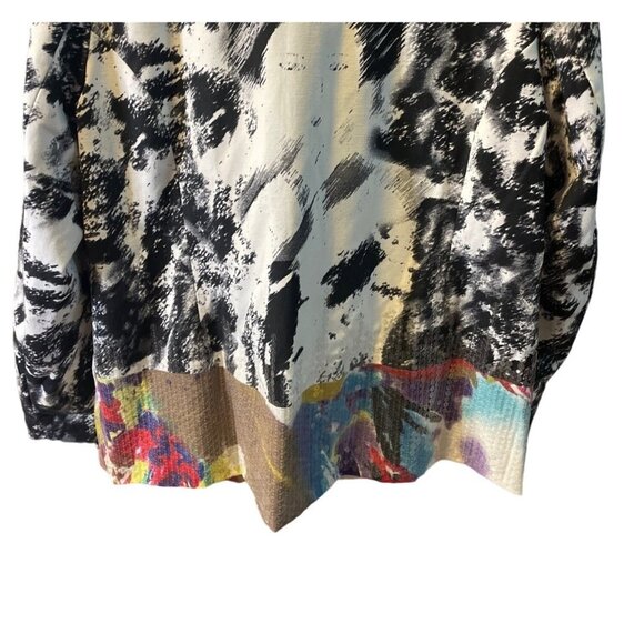 Chico's Geisha Girl Black White Sequined Neckline Colorful Sequin Hem Jacket - Picture 9 of 11